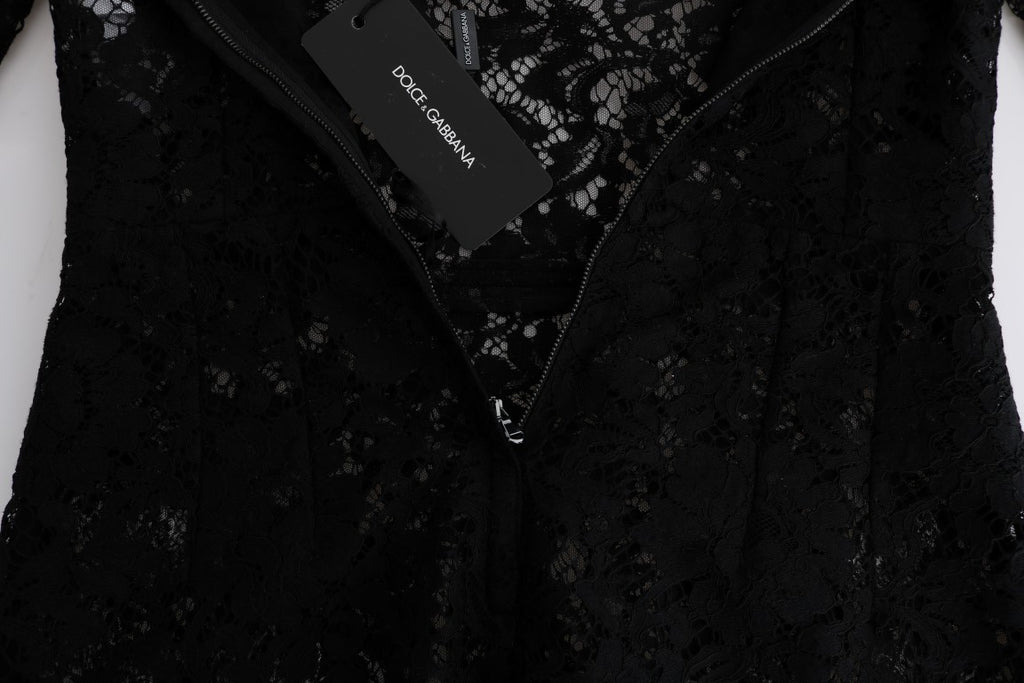 Dolce & Gabbana Black Floral Guipure Lace Sicily Dress