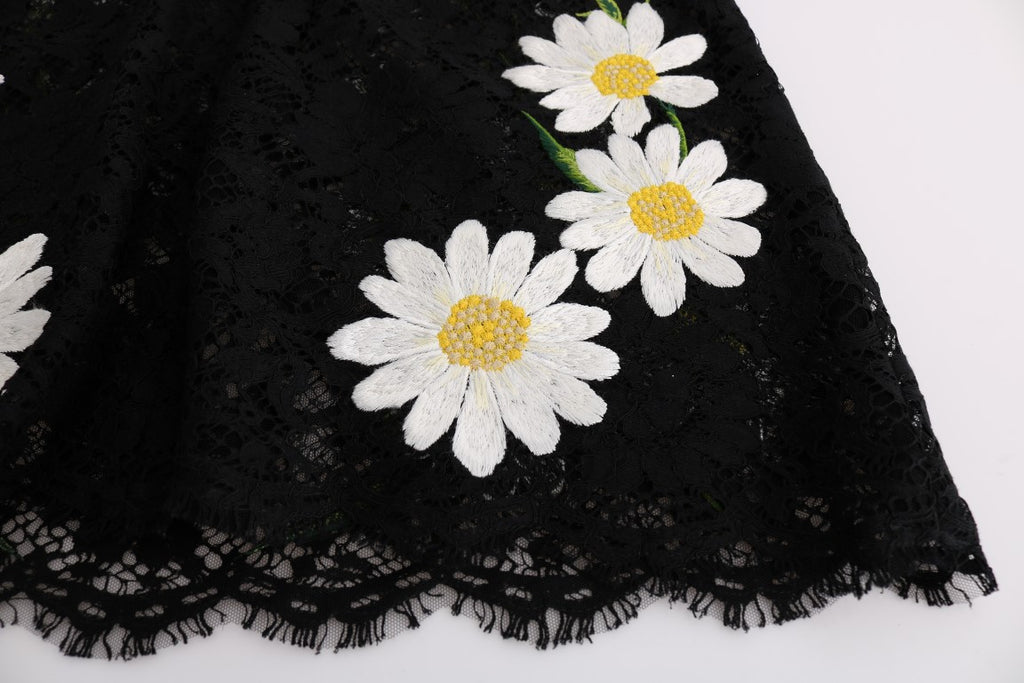 Dolce & Gabbana Black Floral Guipure Lace Sicily Dress