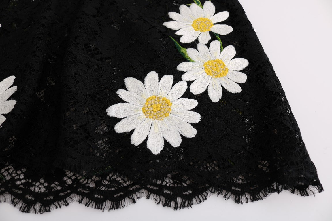Dolce & Gabbana Black Floral Guipure Lace Sicily Dress
