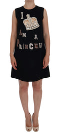 Dolce & Gabbana Schwarzes I AM A PRINCESS Kristall-Shiftkleid