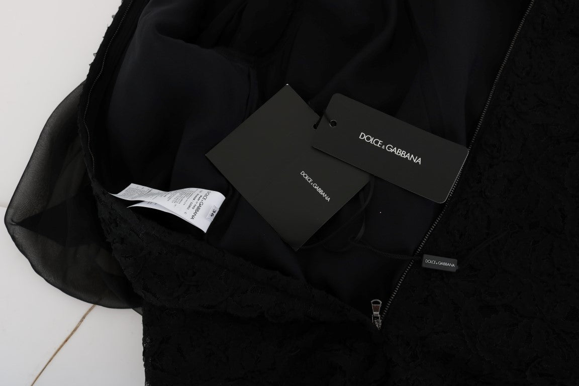 Dolce & Gabbana Rotes Herz-Shiftkleid mit schwarzer Spitze