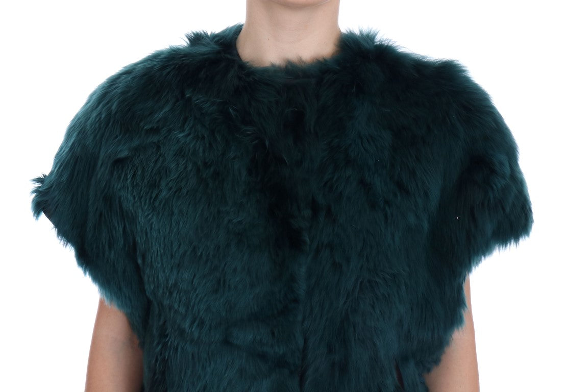 Dolce & Gabbana Grüne Alpakafellweste ärmellose Jacke