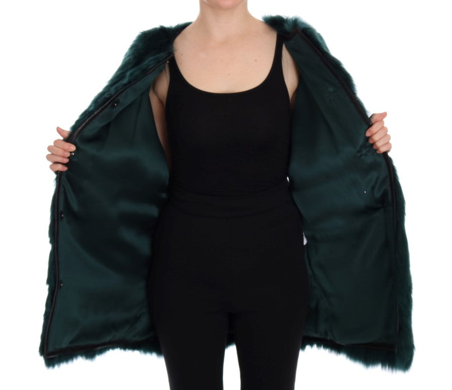 Dolce & Gabbana Grüne Alpakafellweste ärmellose Jacke