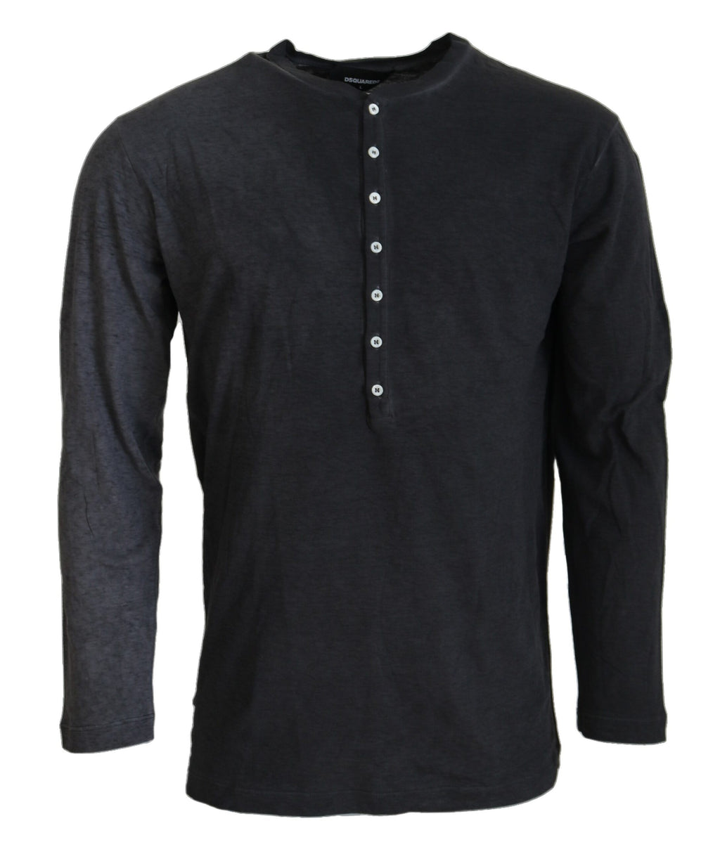 Dsquared² Schwarzer Baumwoll-Leinen Pullover mit langen Ärmeln