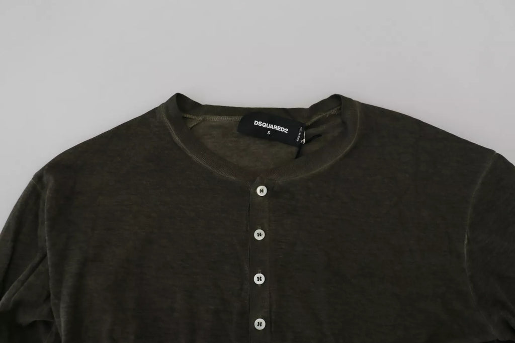Dsquared² Gray Cotton-Linen Long-Sleeve Sweater