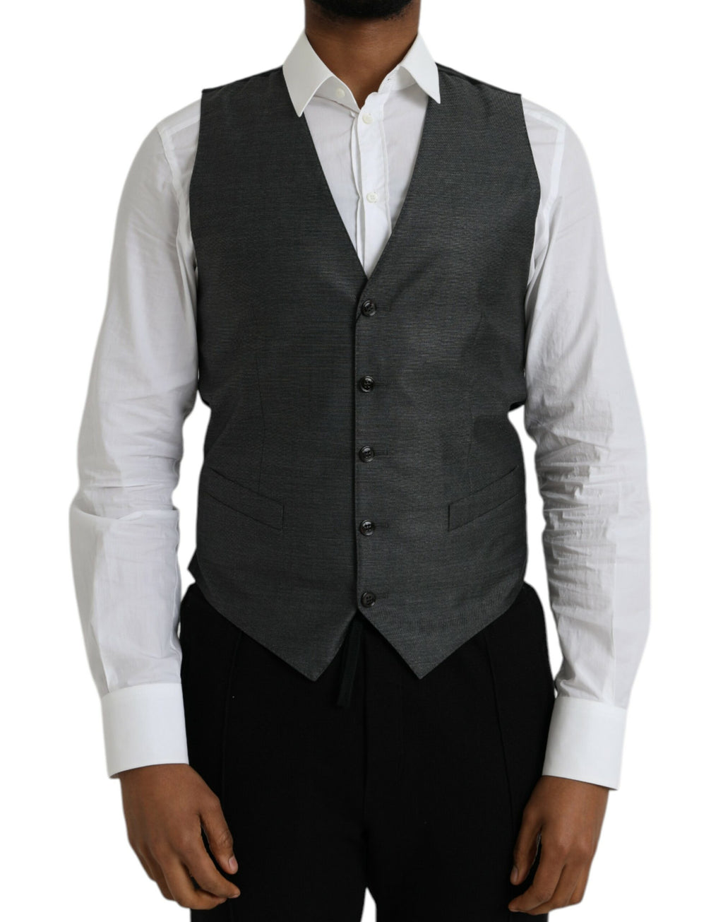Dolce & Gabbana Grey Wool Formal Dress Vest Waistcoat