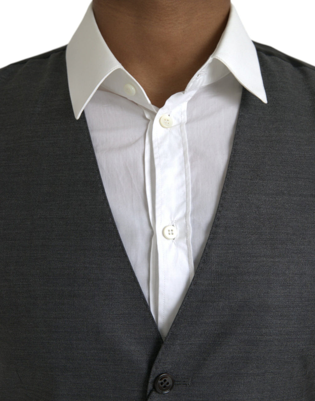 Dolce & Gabbana Grey Wool Formal Dress Vest Waistcoat