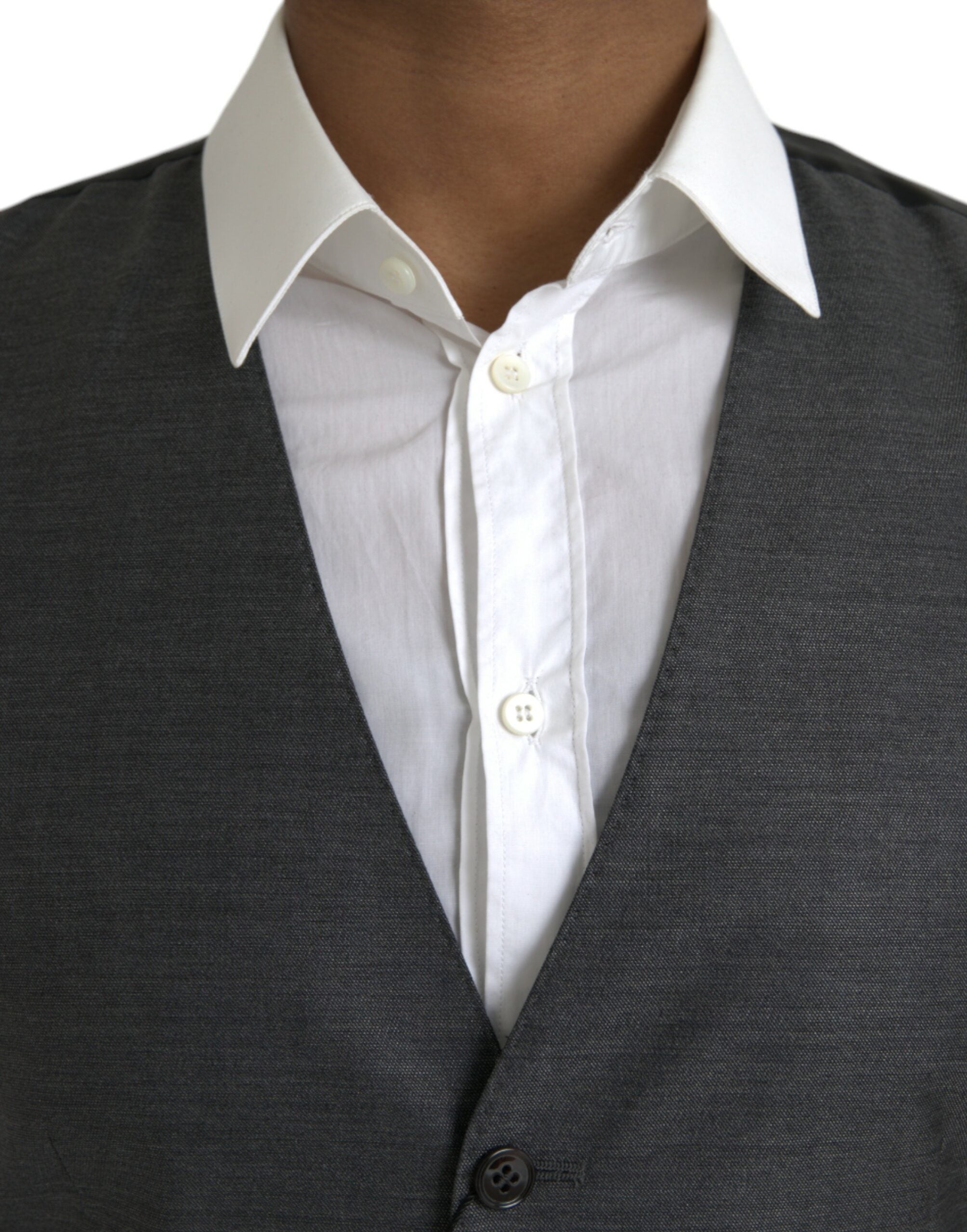 Dolce & Gabbana Grey Wool Formal Dress Vest Waistcoat