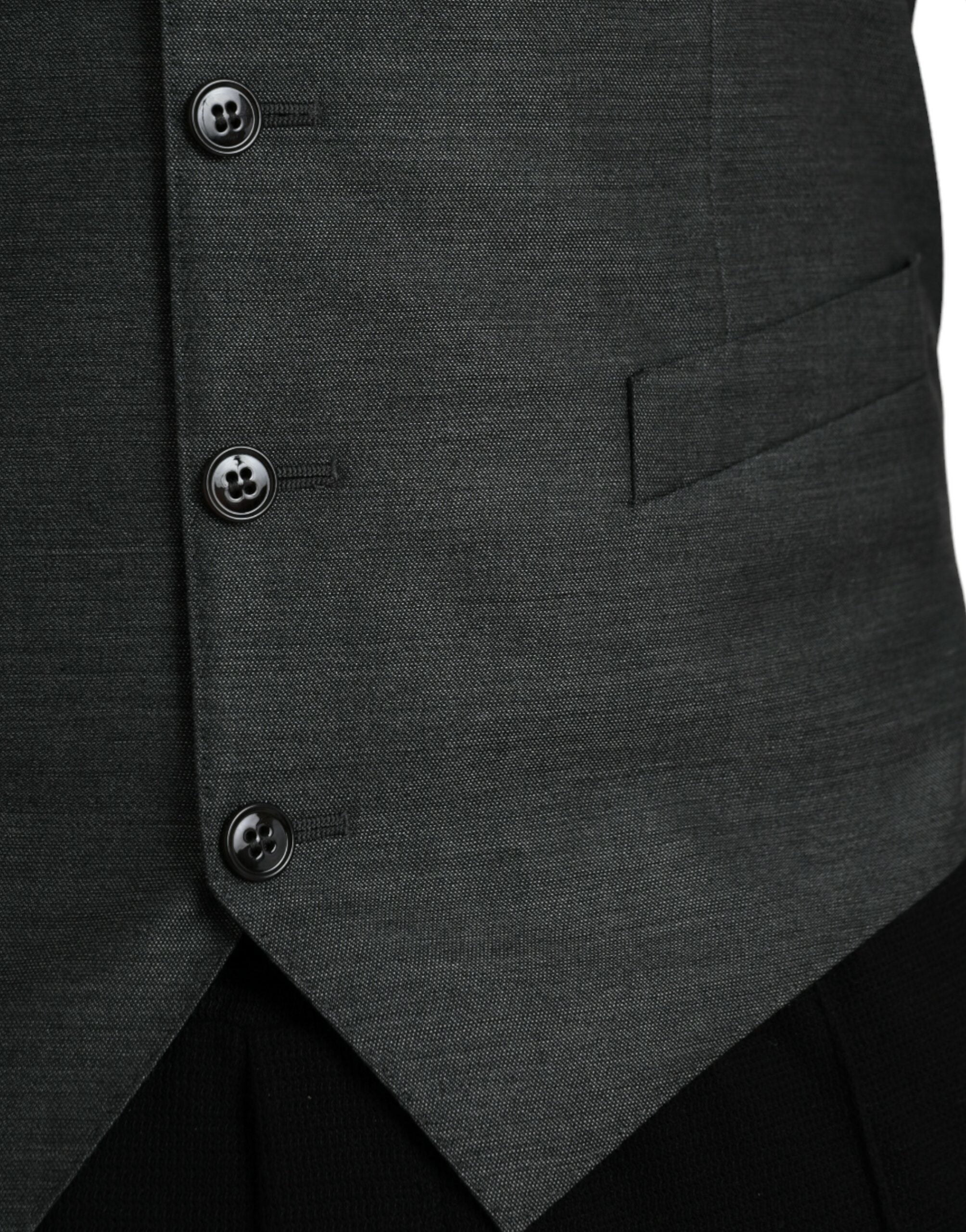Dolce & Gabbana Grey Wool Formal Dress Vest Waistcoat