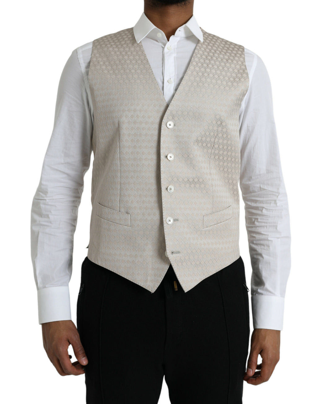 Dolce & Gabbana Off White Cotton Vest Dress Formal Vest