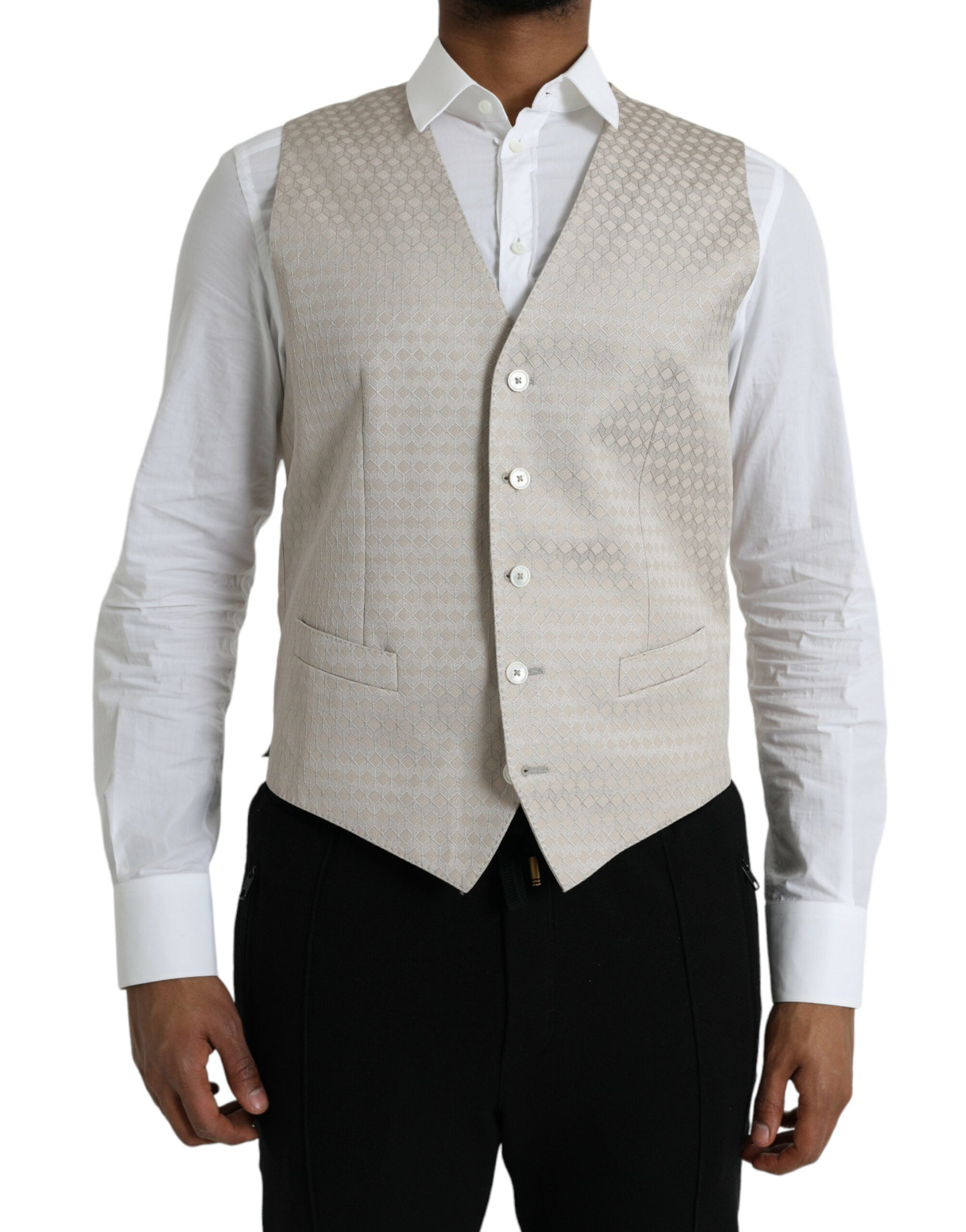 Dolce & Gabbana Off White Cotton Vest Dress Formal Vest
