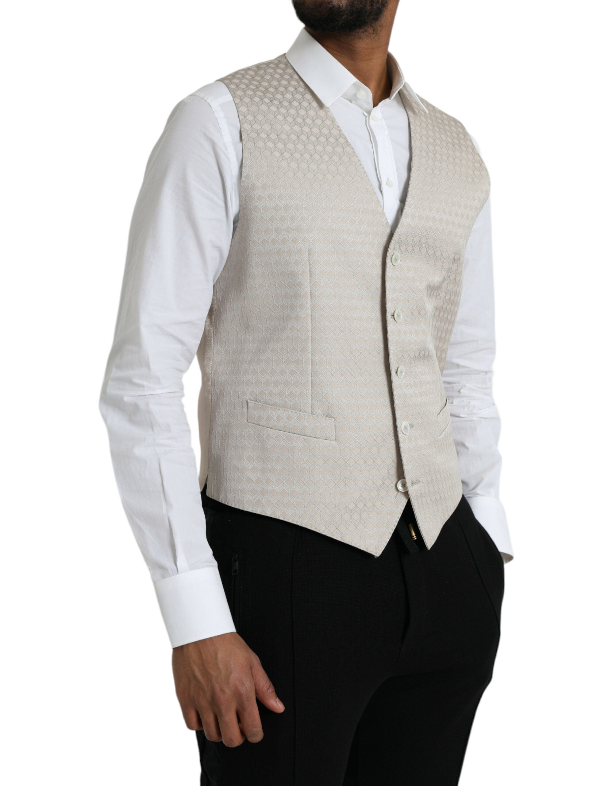 Dolce & Gabbana Off White Cotton Vest Dress Formal Vest
