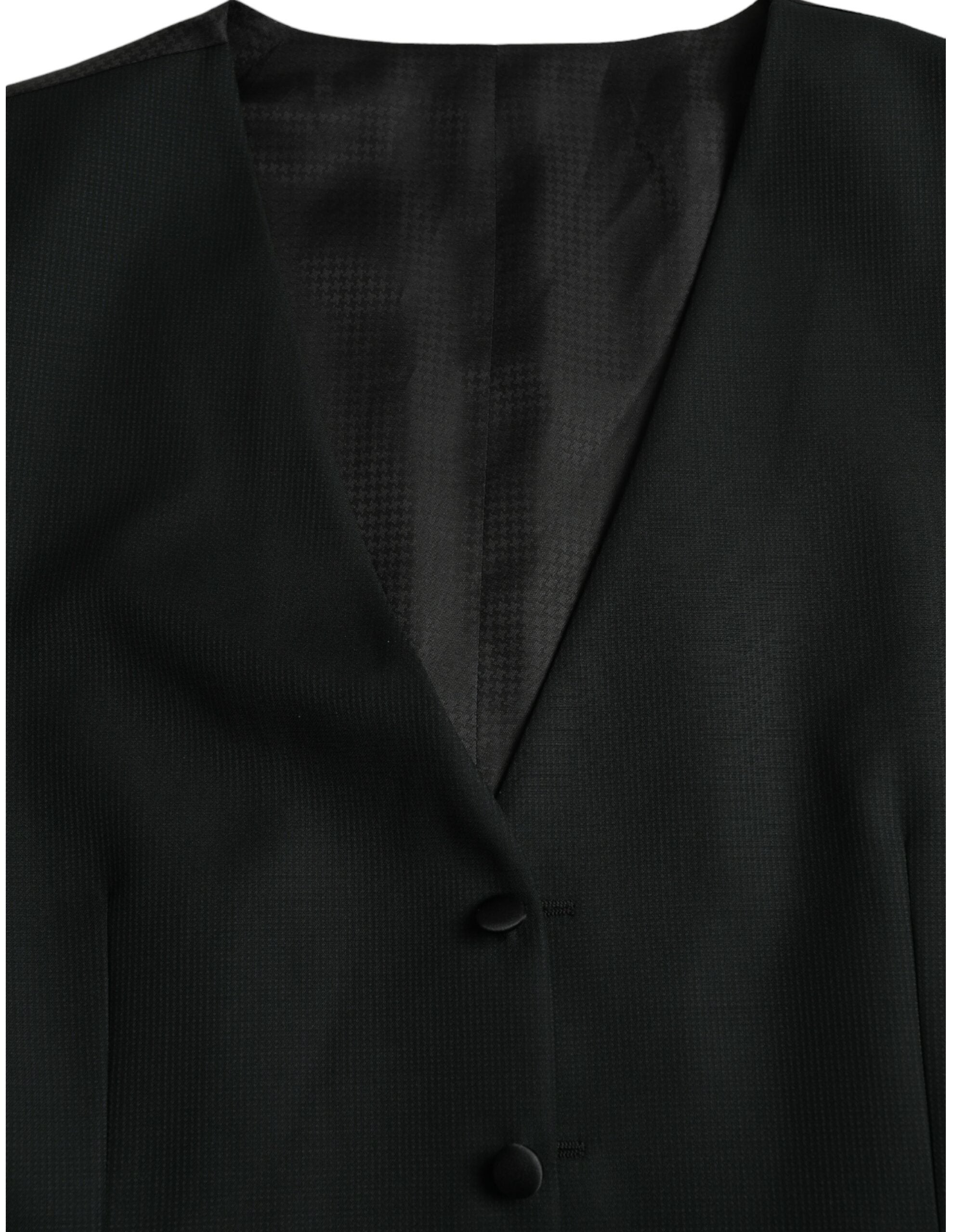 Dolce & Gabbana Black Wool Vest Dress Formal Waistcoat