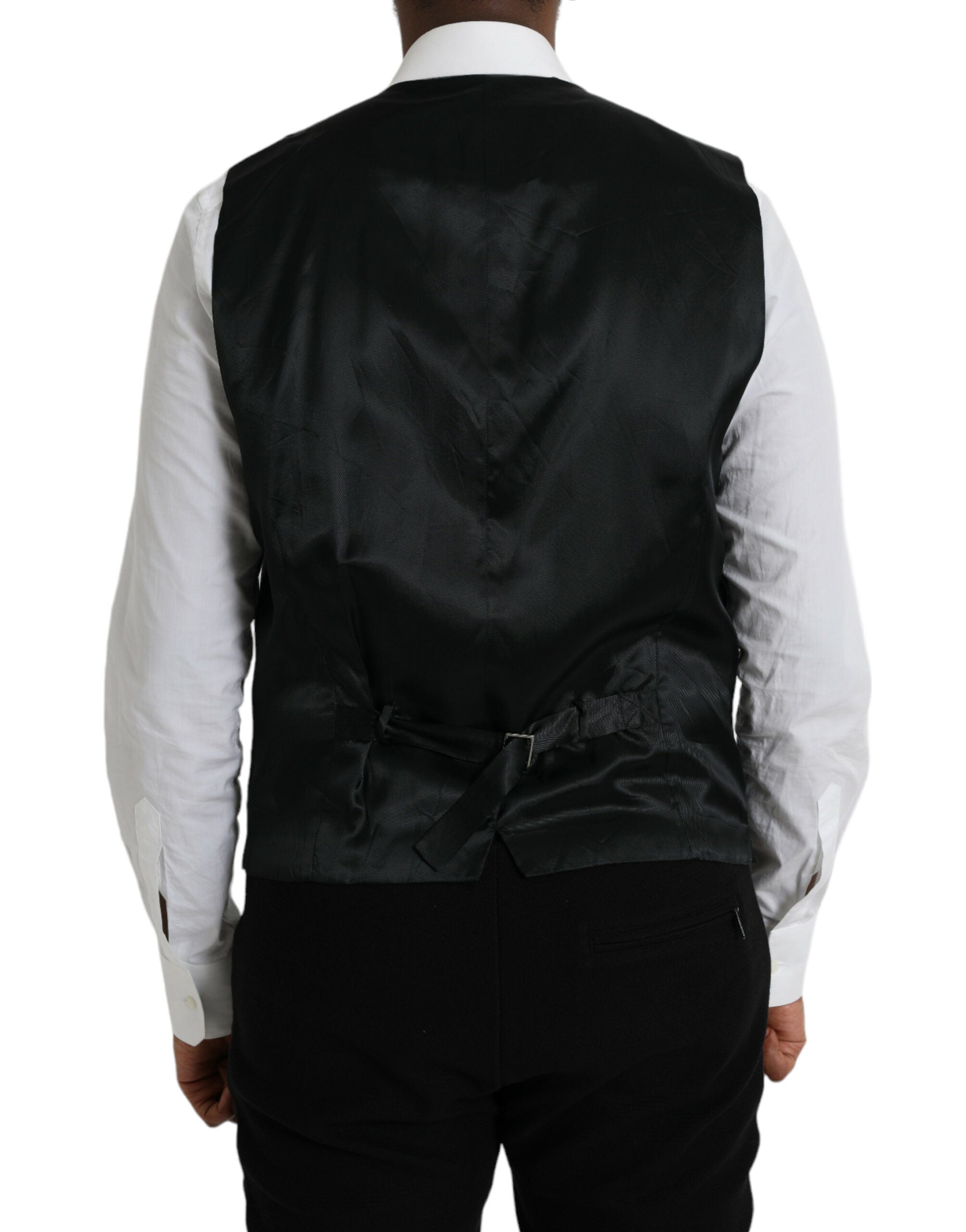 Dolce & Gabbana Black Wool Vest Dress Formal Waistcoat