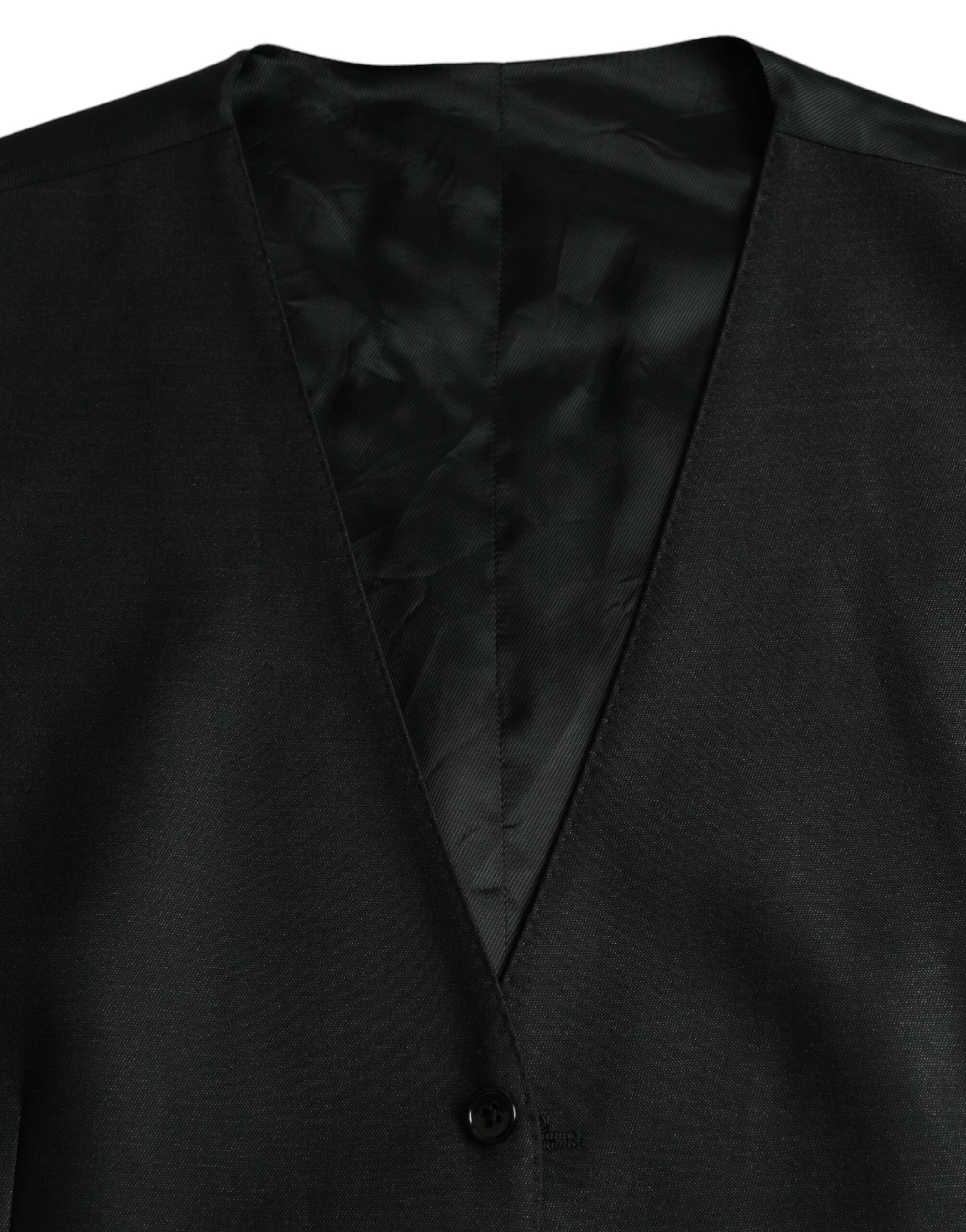 Dolce & Gabbana Black Wool Vest Dress Formal Waistcoat
