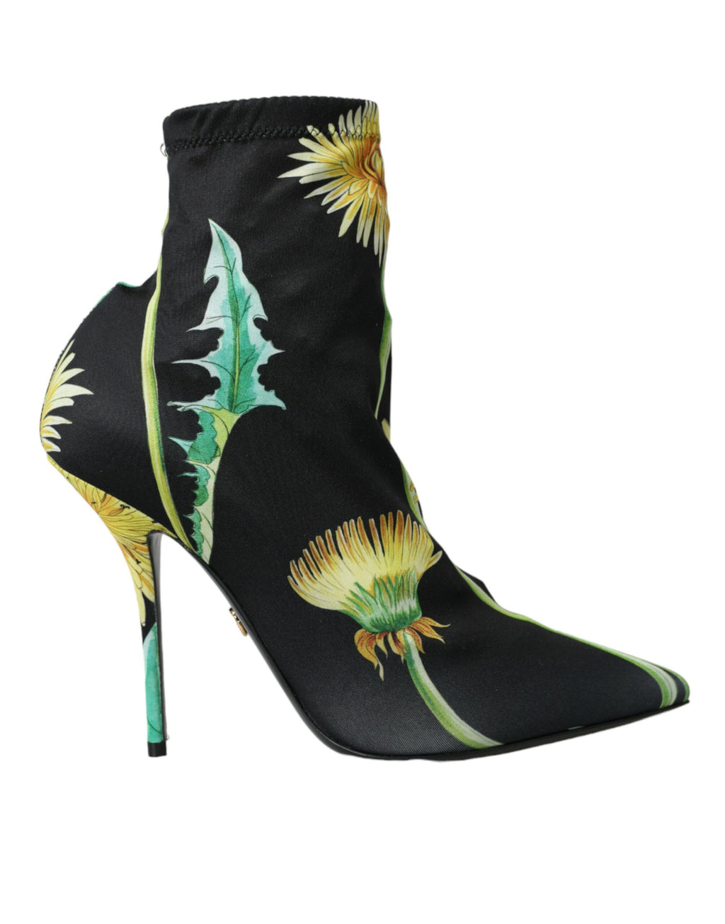 Dolce & Gabbana Black Floral Jersey Stretch Boots Shoes