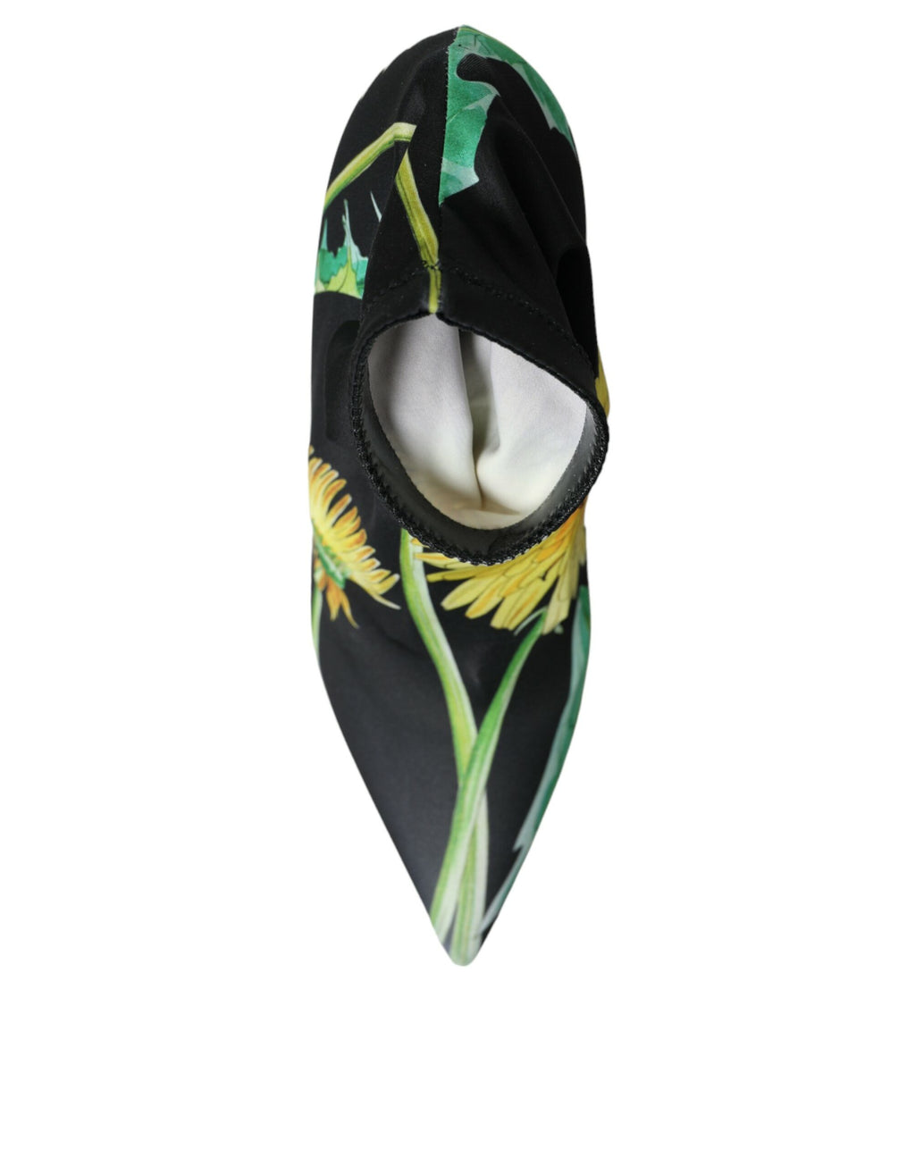 Dolce & Gabbana Black Floral Jersey Stretch Boots Shoes