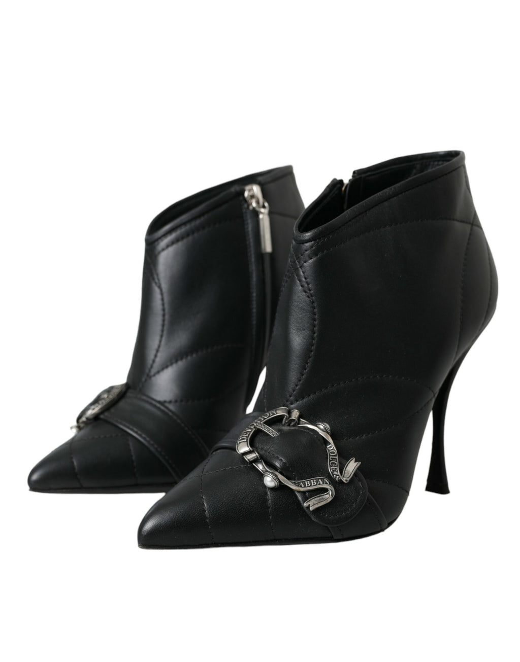 Dolce & Gabbana Black Devotion Quilted Buckle Boots Shoes