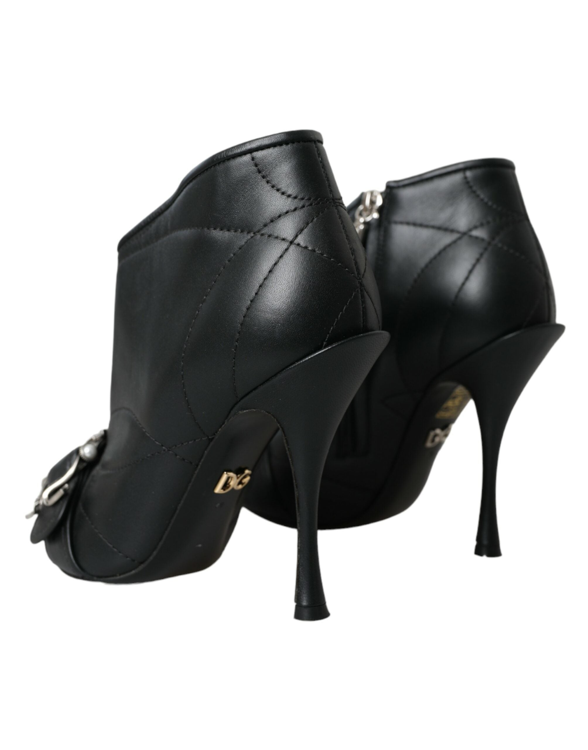 Dolce & Gabbana Black Devotion Quilted Buckle Boots Shoes