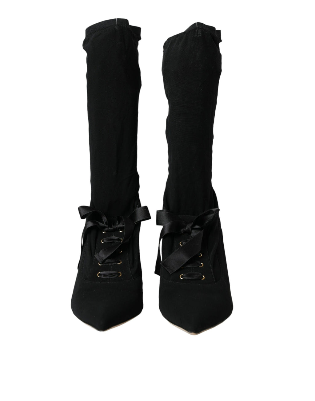Dolce & Gabbana Black Stiletto Heel Mid-Calf Boots Shoes
