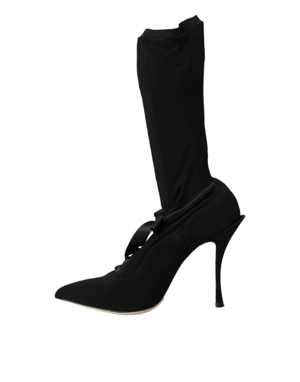 Dolce & Gabbana Black Stiletto Heel Mid-Calf Boots Shoes