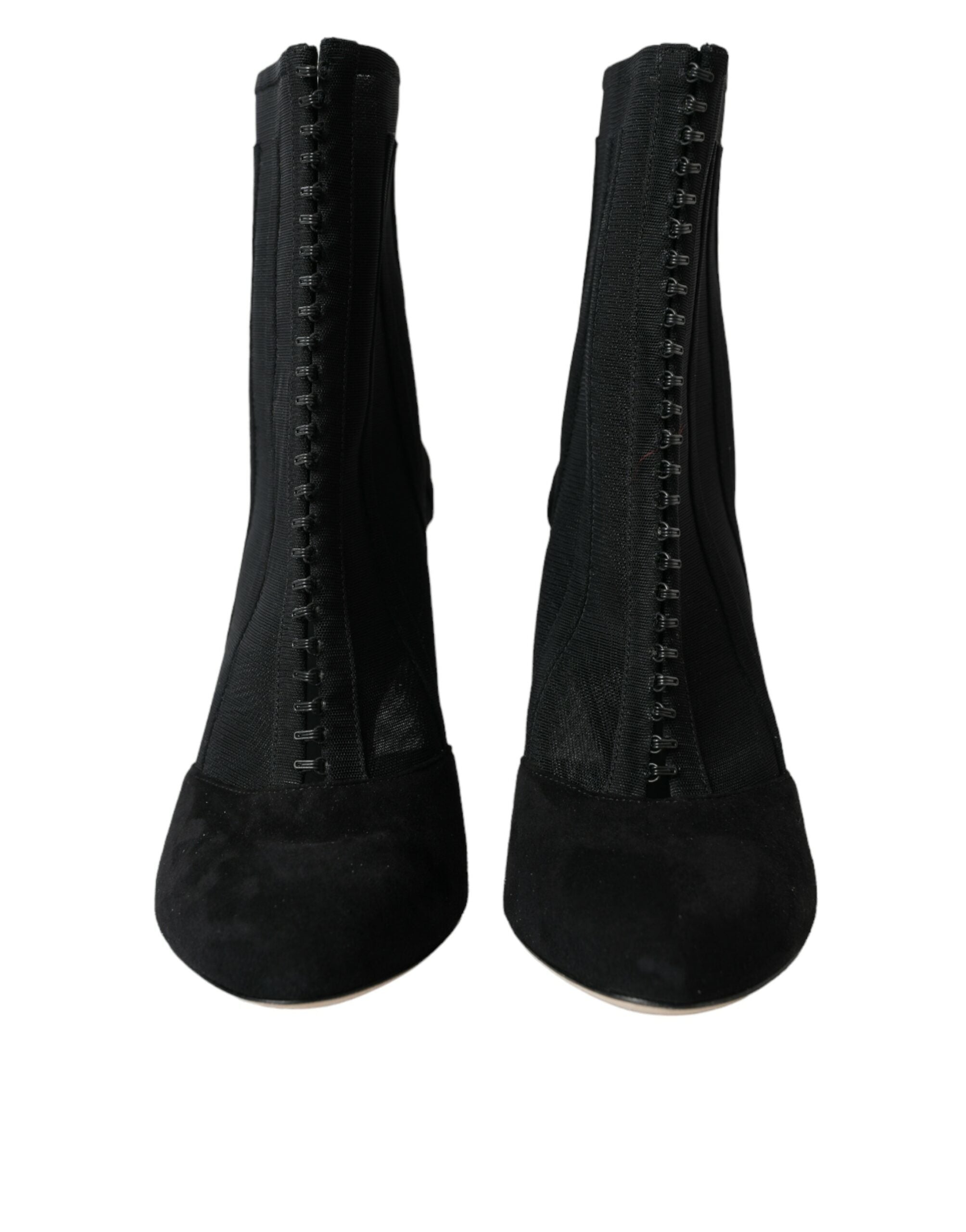 Dolce & Gabbana Black Mesh Stiletto Heel Ankle Boots Shoes