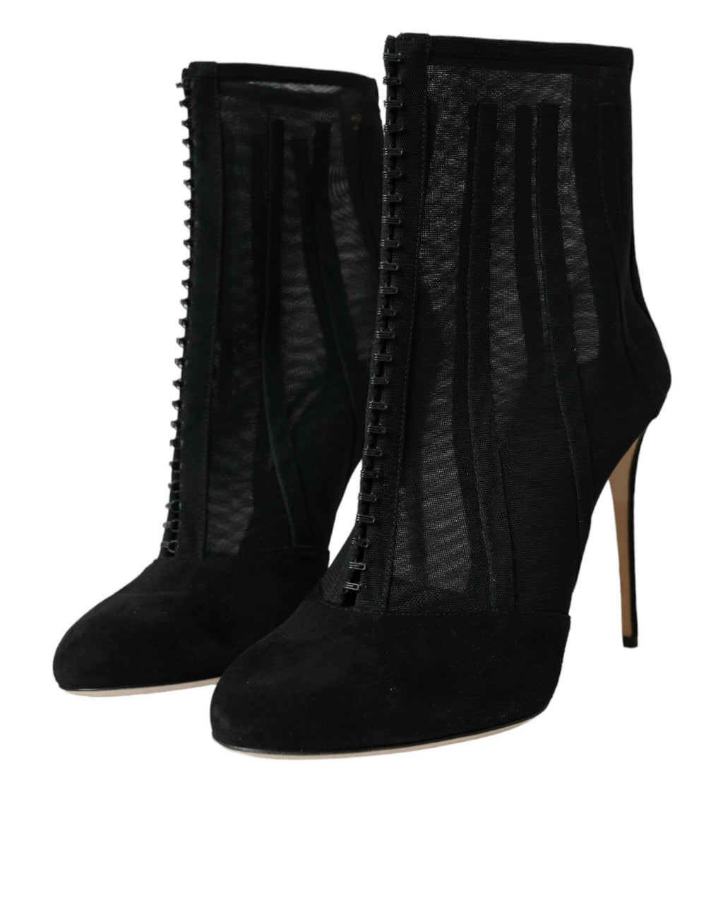 Dolce & Gabbana Black Mesh Stiletto Heel Ankle Boots Shoes
