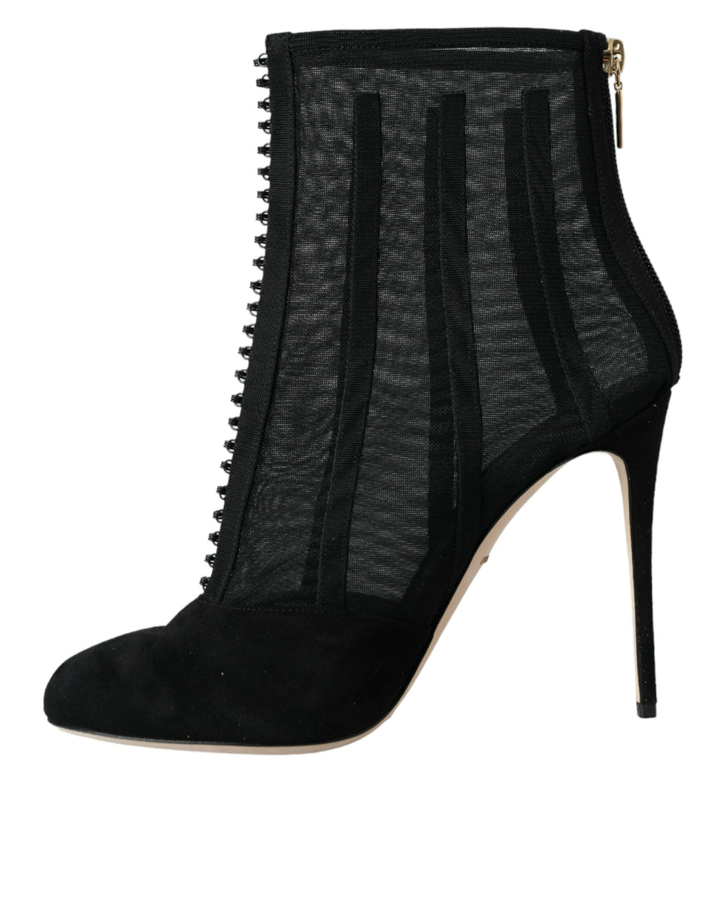 Dolce & Gabbana Black Mesh Stiletto Heel Ankle Boots Shoes