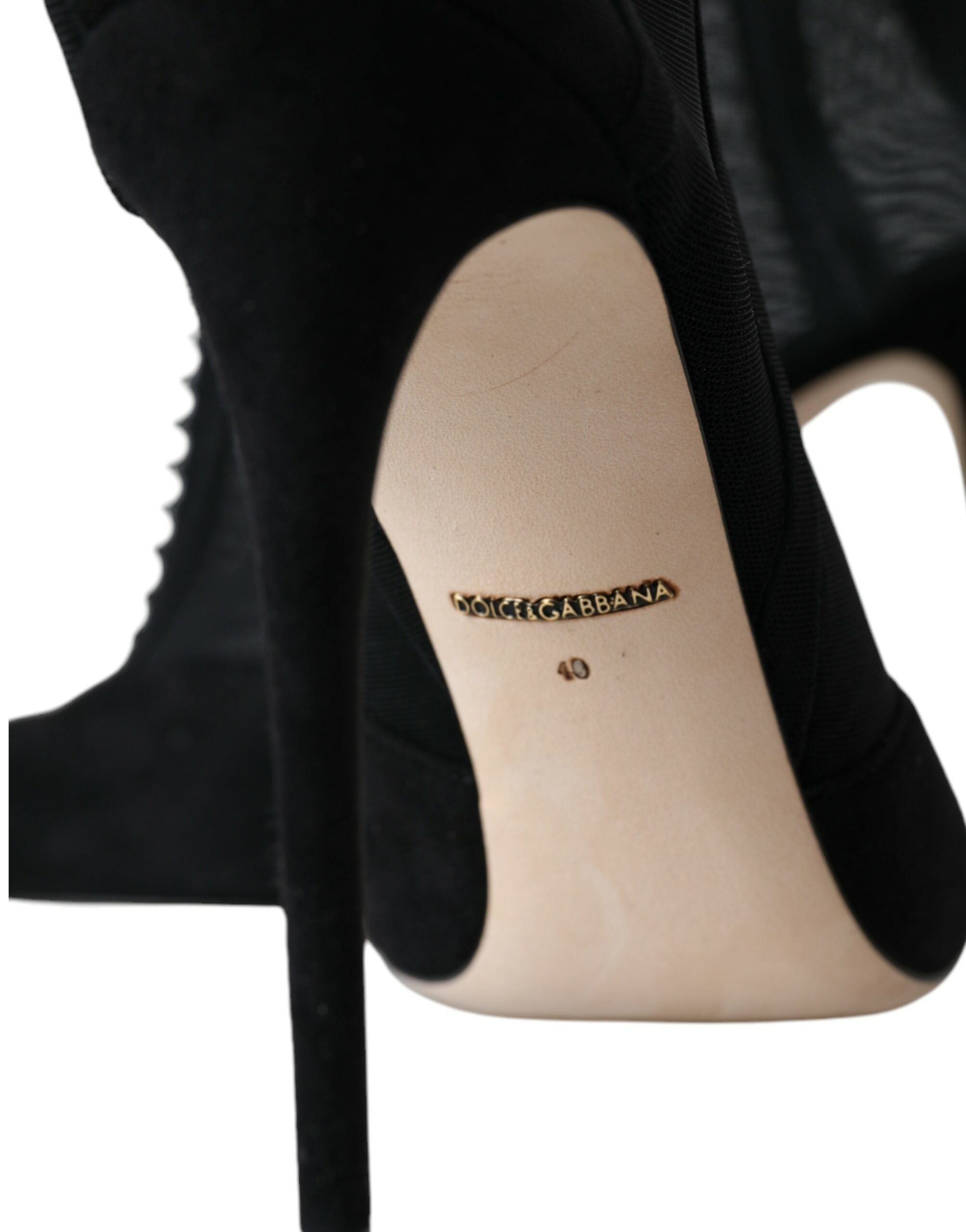 Dolce & Gabbana Black Mesh Stiletto Heel Ankle Boots Shoes