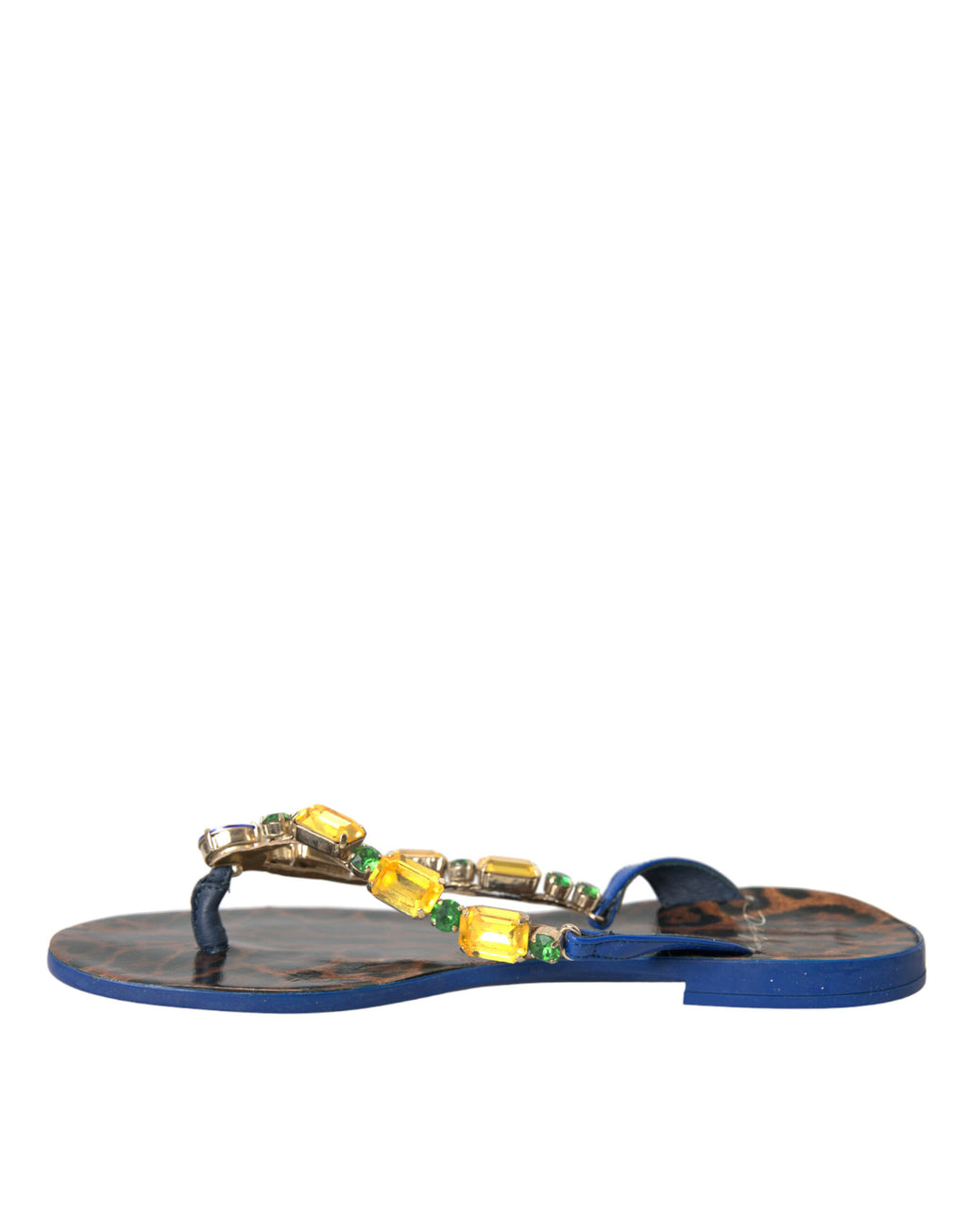 Dolce & Gabbana Blue Crystal Calf Leather Beach Shoes