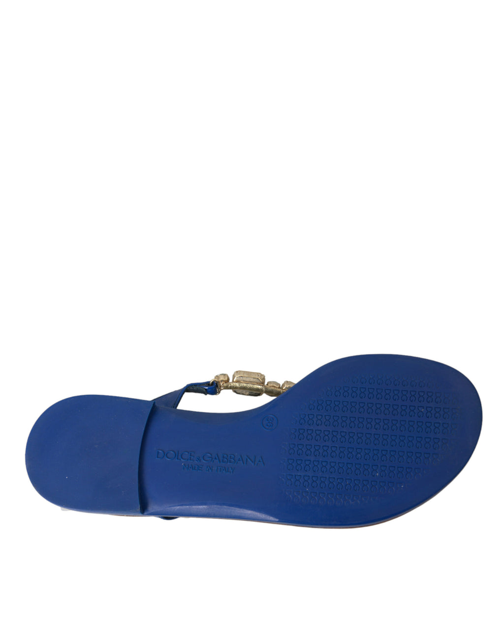 Dolce & Gabbana Blue Crystal Calf Leather Beach Shoes