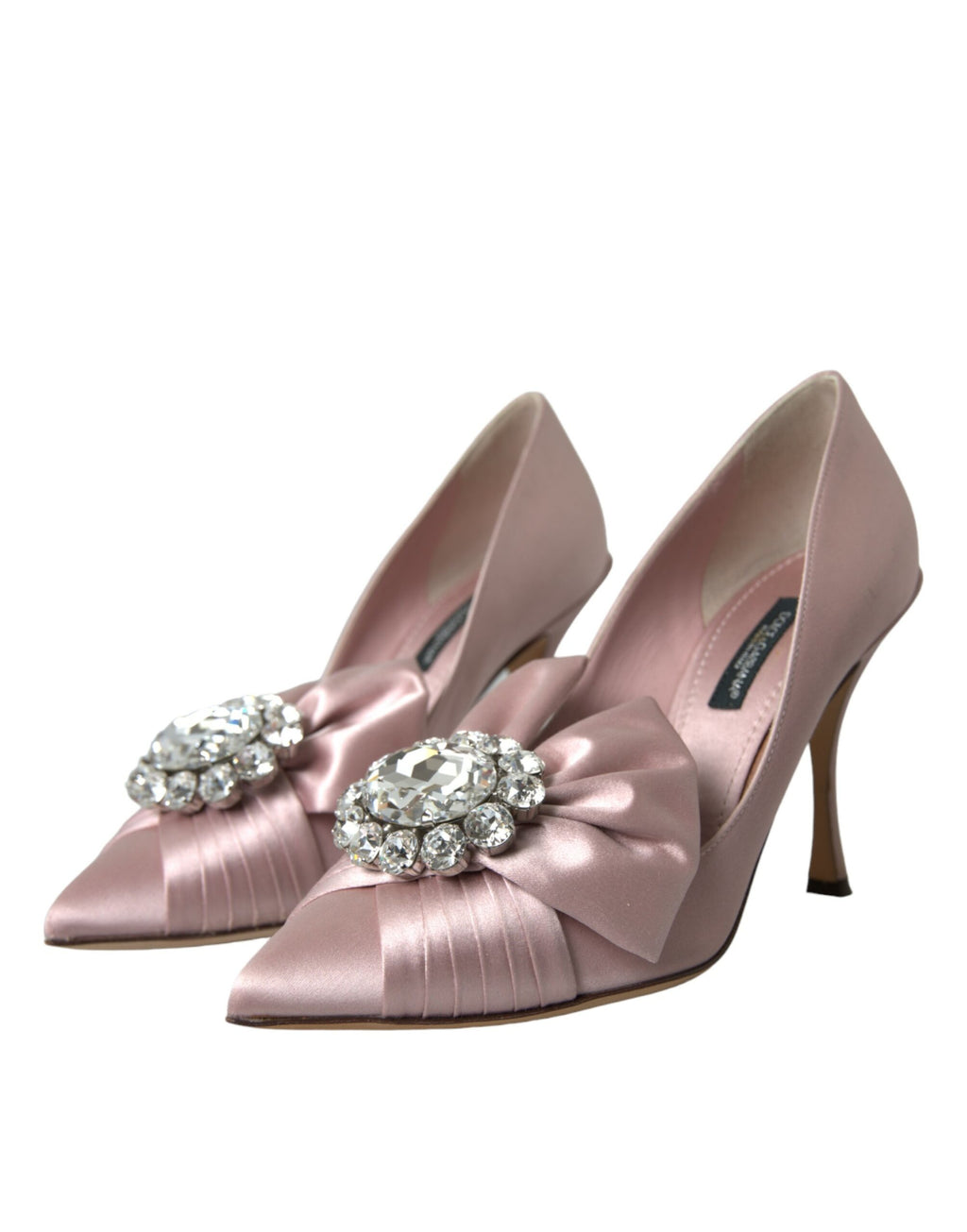 Dolce & Gabbana Pink Satin Crystal High Heel Pumps Shoes