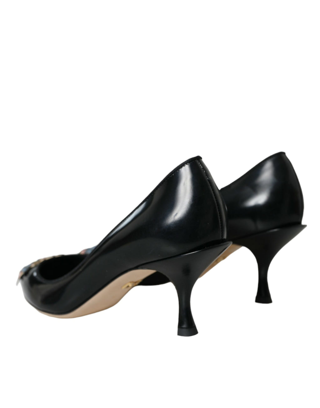 Dolce & Gabbana Schwarz Leder BOOM Patch Heels Pumps Schuhe