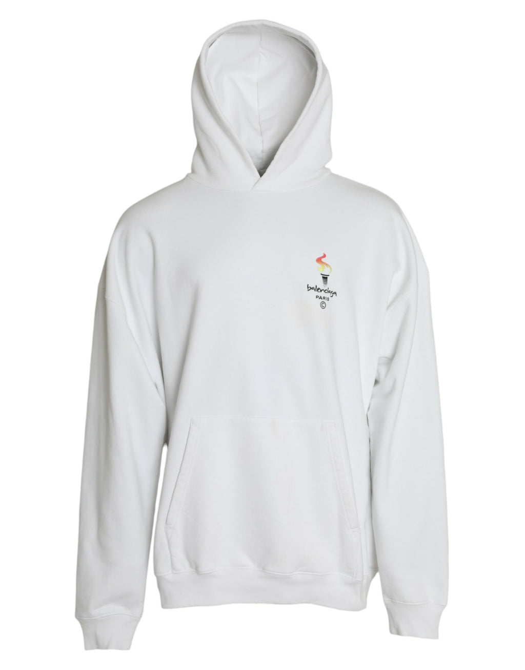 Balenciaga White Cotton Logo Hoodie Sweatshirt Pullover