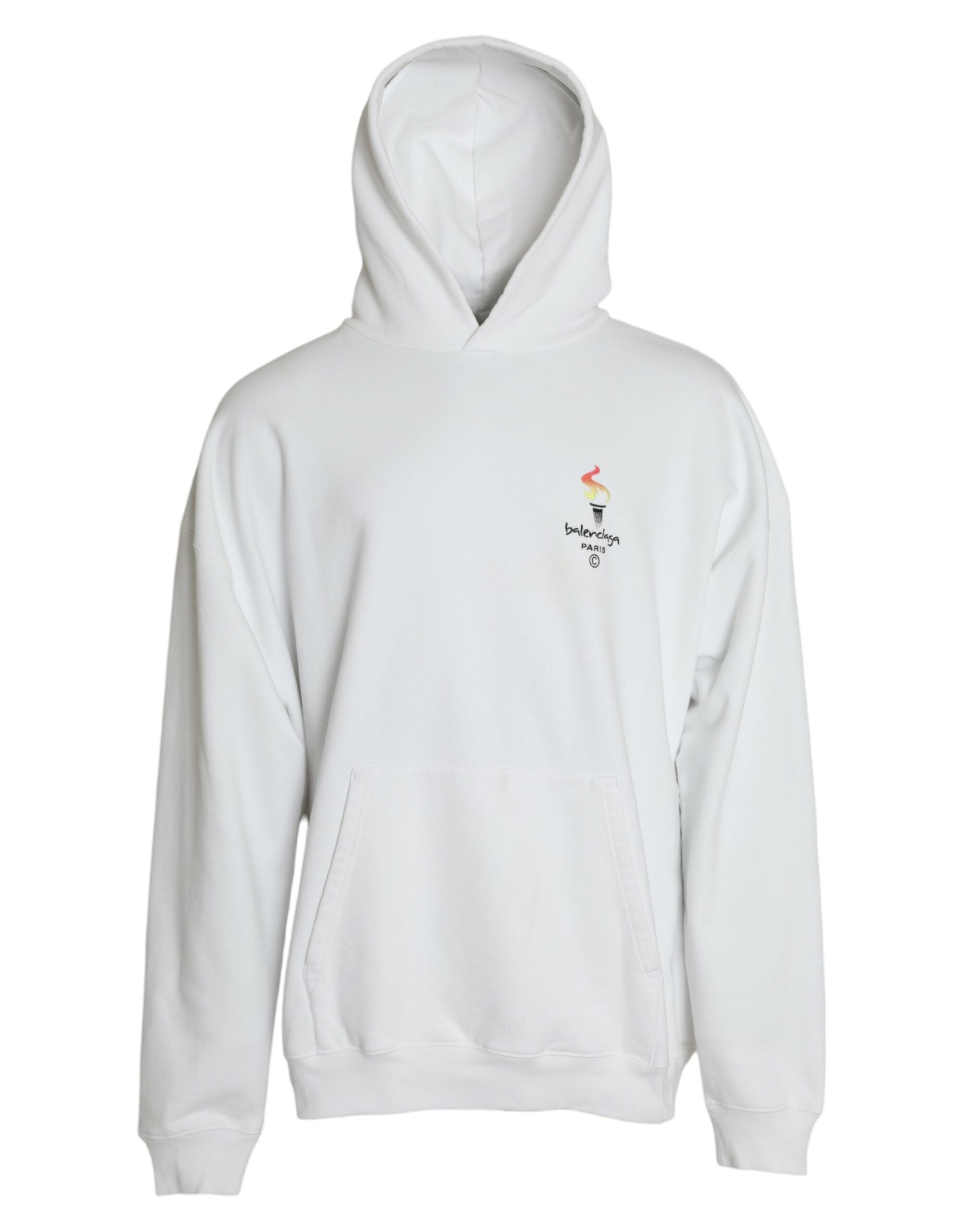 Balenciaga White Cotton Logo Hoodie Sweatshirt Pullover