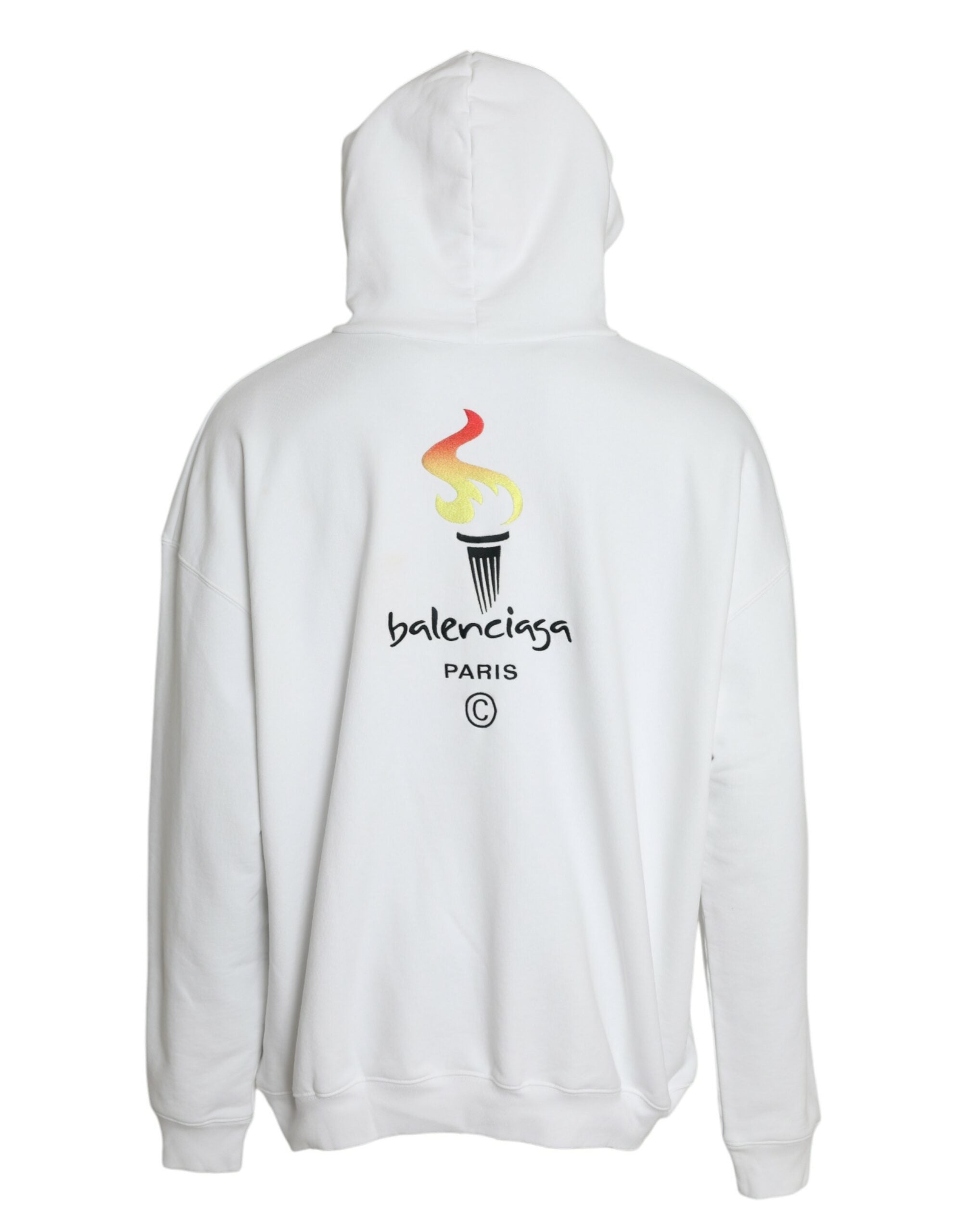 Balenciaga White Cotton Logo Hoodie Sweatshirt Pullover
