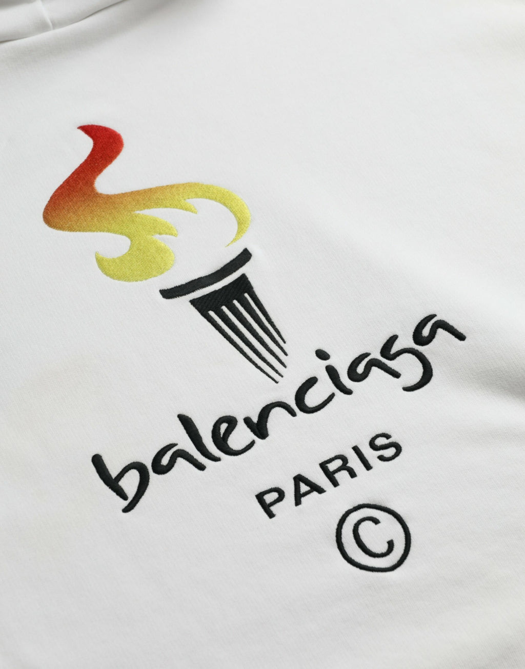 Balenciaga White Cotton Logo Hoodie Sweatshirt Pullover