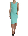Dolce & Gabbana Grünes ärmelloses Bodycon Midikleid aus Viskose