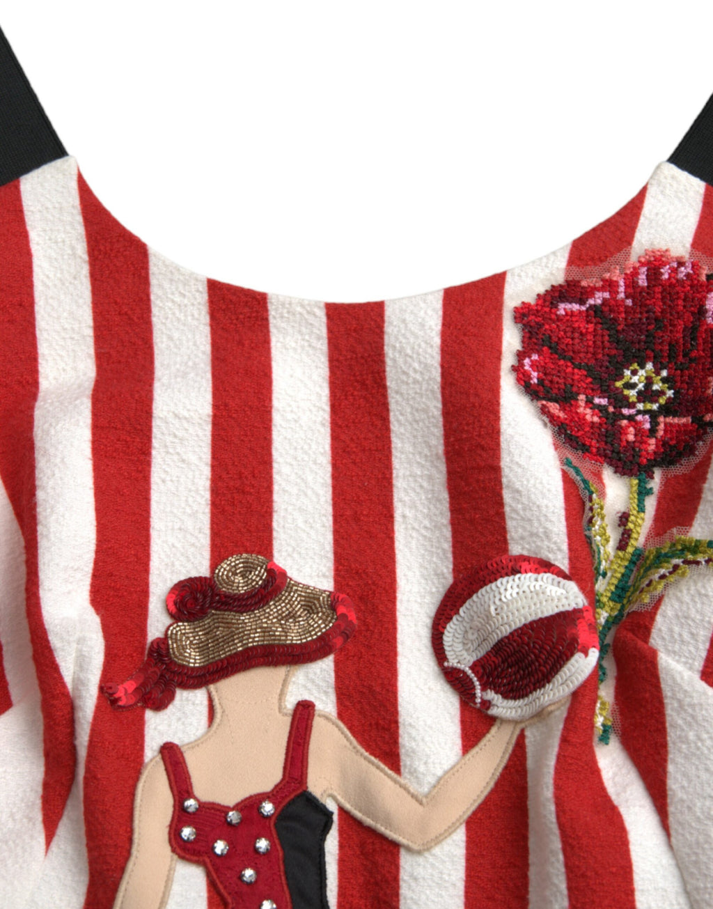Dolce & Gabbana Rotes weißes geblümtes ärmelloses Midikleid