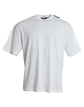 Balenciaga White Cotton-Jersey T-Shirt with Crew Neck