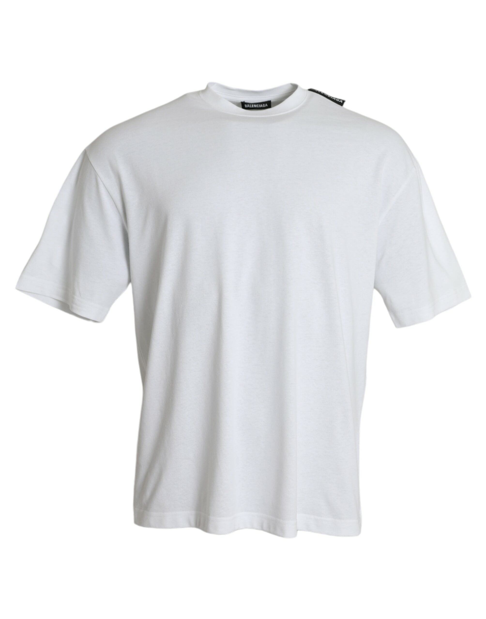 Balenciaga White Cotton-Jersey T-Shirt with Crew Neck