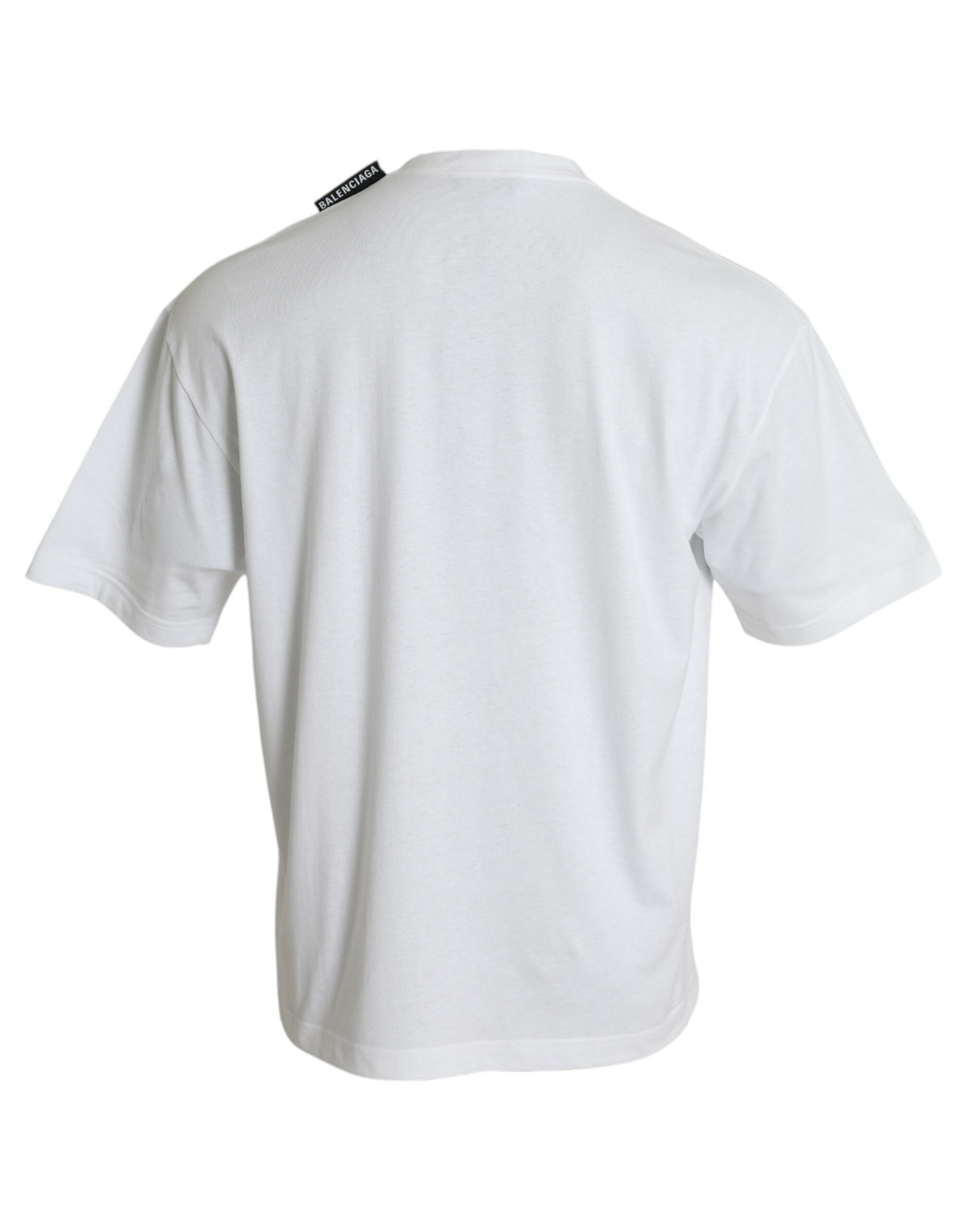 Balenciaga White Cotton-Jersey T-Shirt with Crew Neck