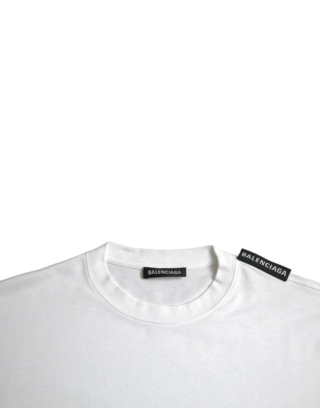 Balenciaga White Cotton-Jersey T-Shirt with Crew Neck