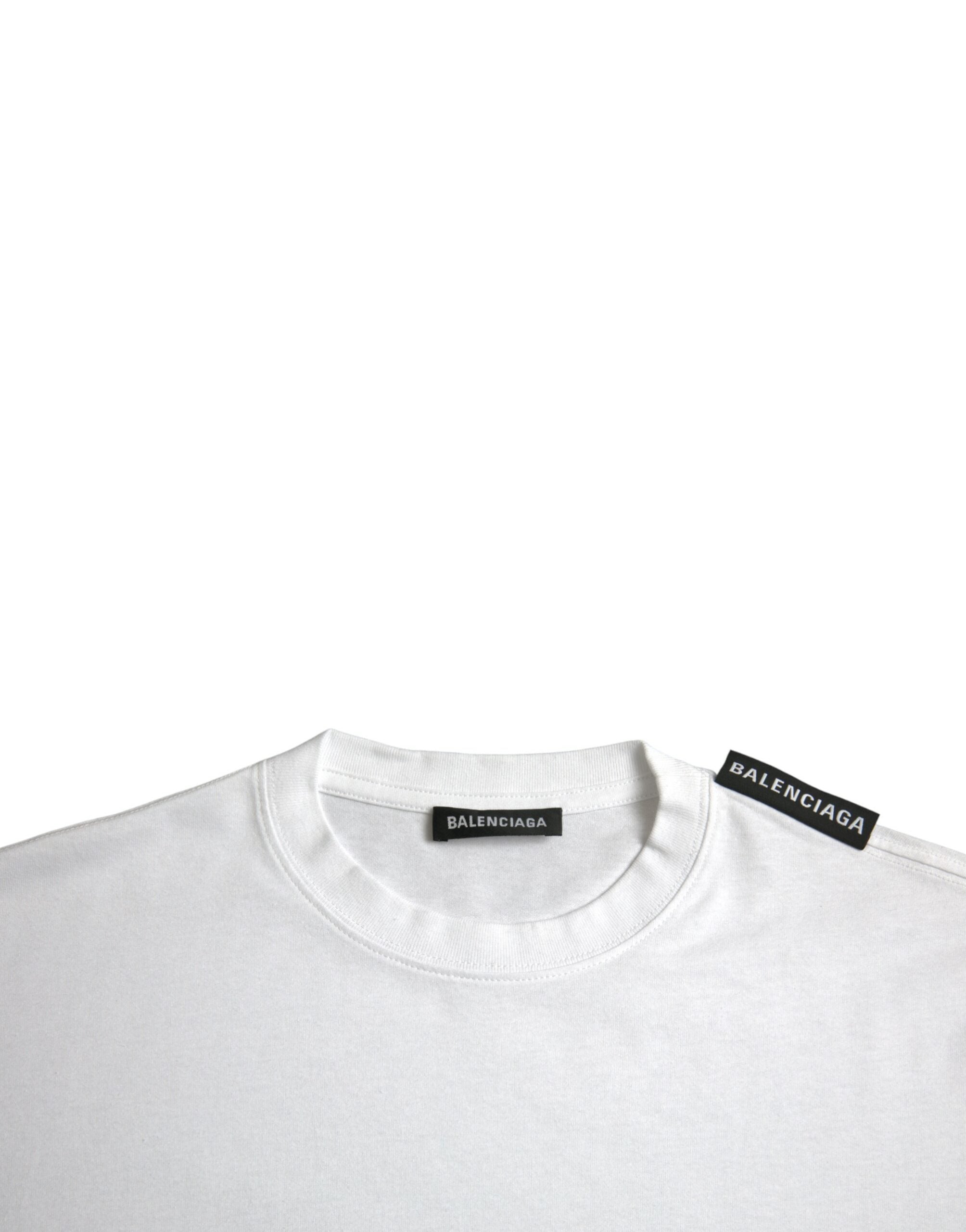 Balenciaga White Cotton-Jersey T-Shirt with Crew Neck