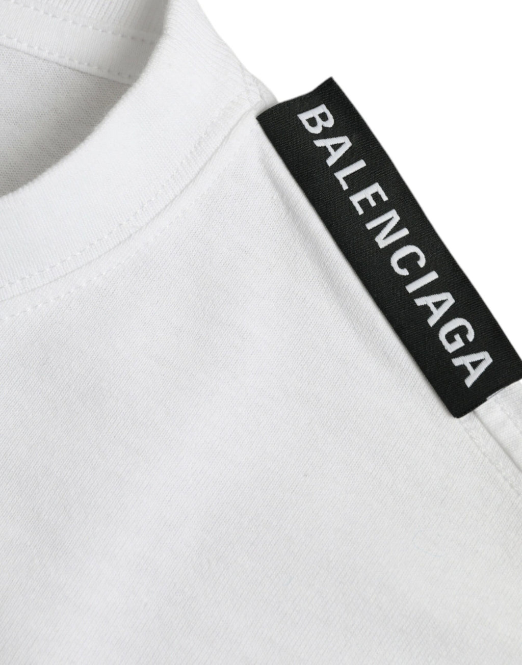 Balenciaga White Cotton-Jersey T-Shirt with Crew Neck