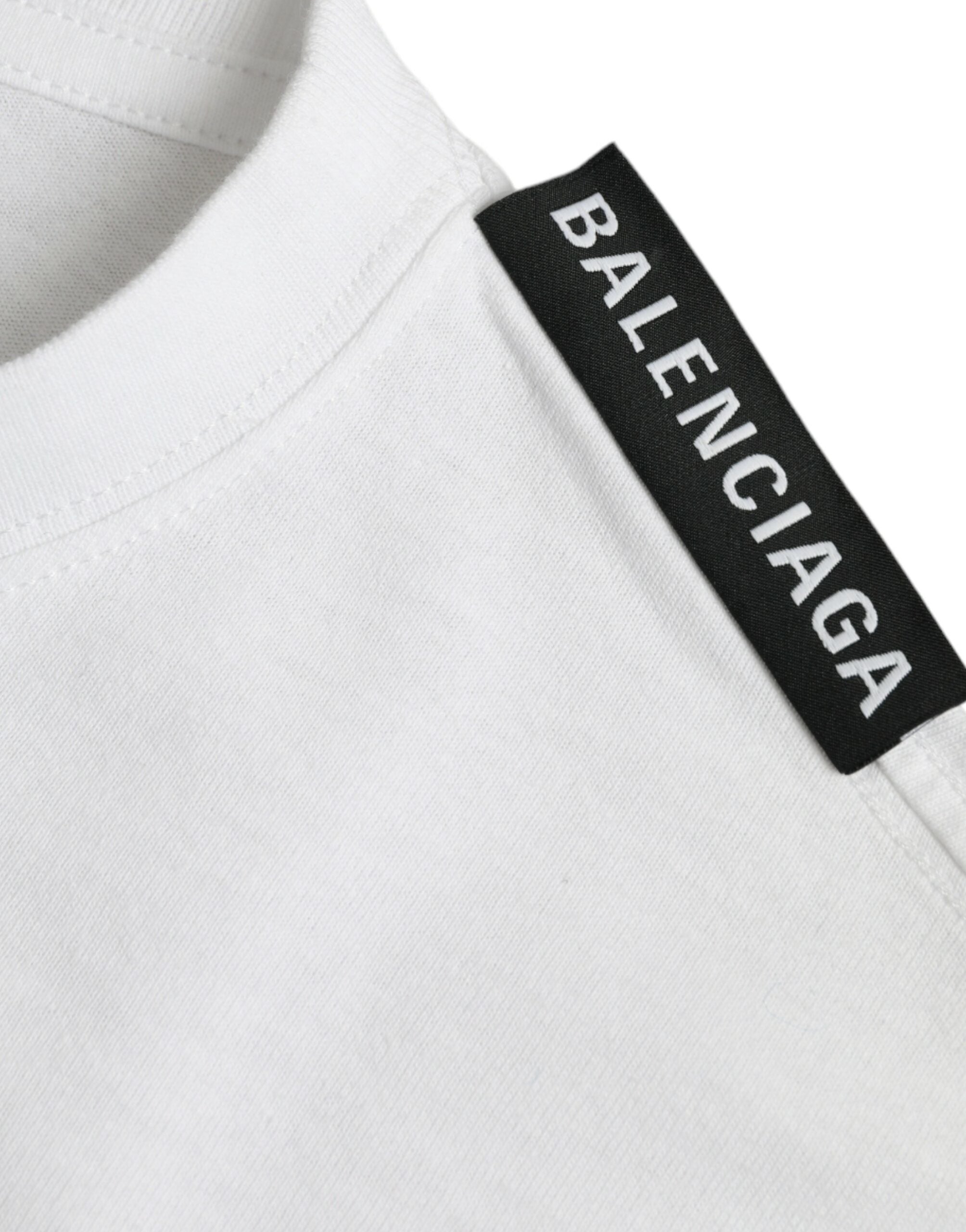 Balenciaga White Cotton-Jersey T-Shirt with Crew Neck