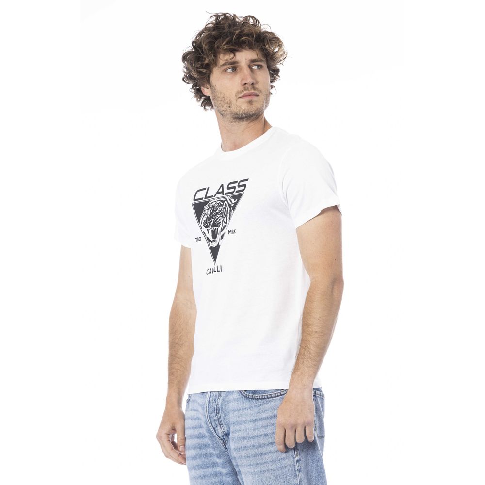 Cavalli Class Weißes Baumwoll-T-Shirt für Herren