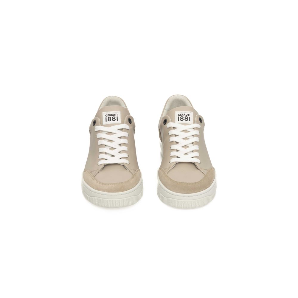 Cerruti 1881 Women's Beige Cowhide Platform Sneakers
