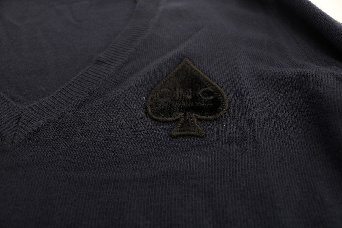 Costume National Blauer Pullover mit V-Ausschnitt aus Viskose