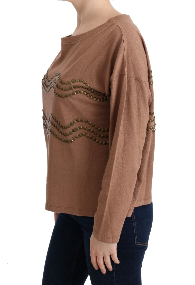 John Galliano Brown Studded Cotton Jumper